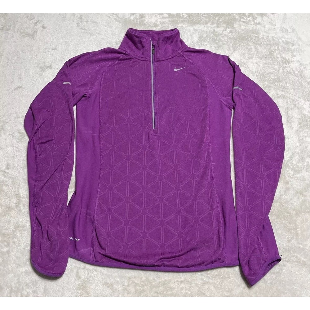 Nike Running Pullover Womens Small Purple Half Zip Reflective Dri-Fit Jacket‎
